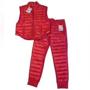 NWT JoyLab Set Quilted Joggers W/ Vest. Puffer Style Sz. S